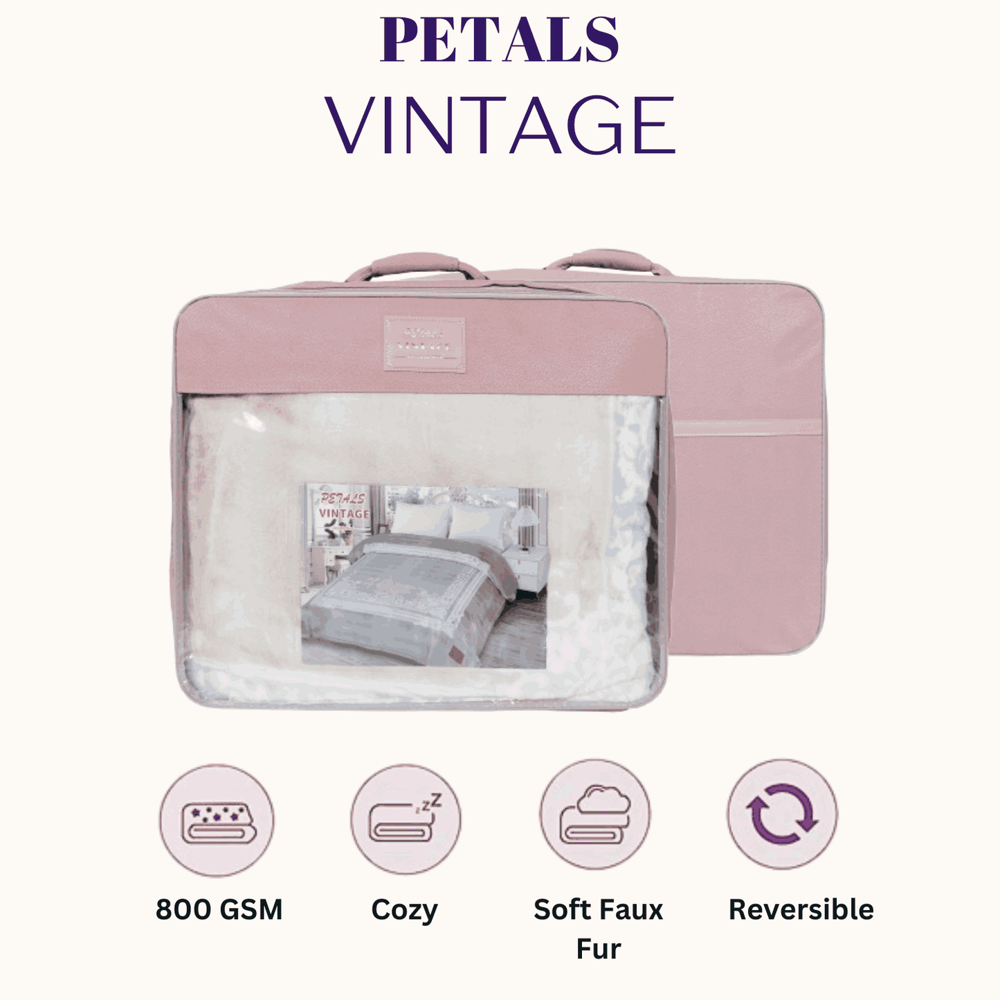 Vintage Rabbit Fur Blanket Double Bed (800 GSM)